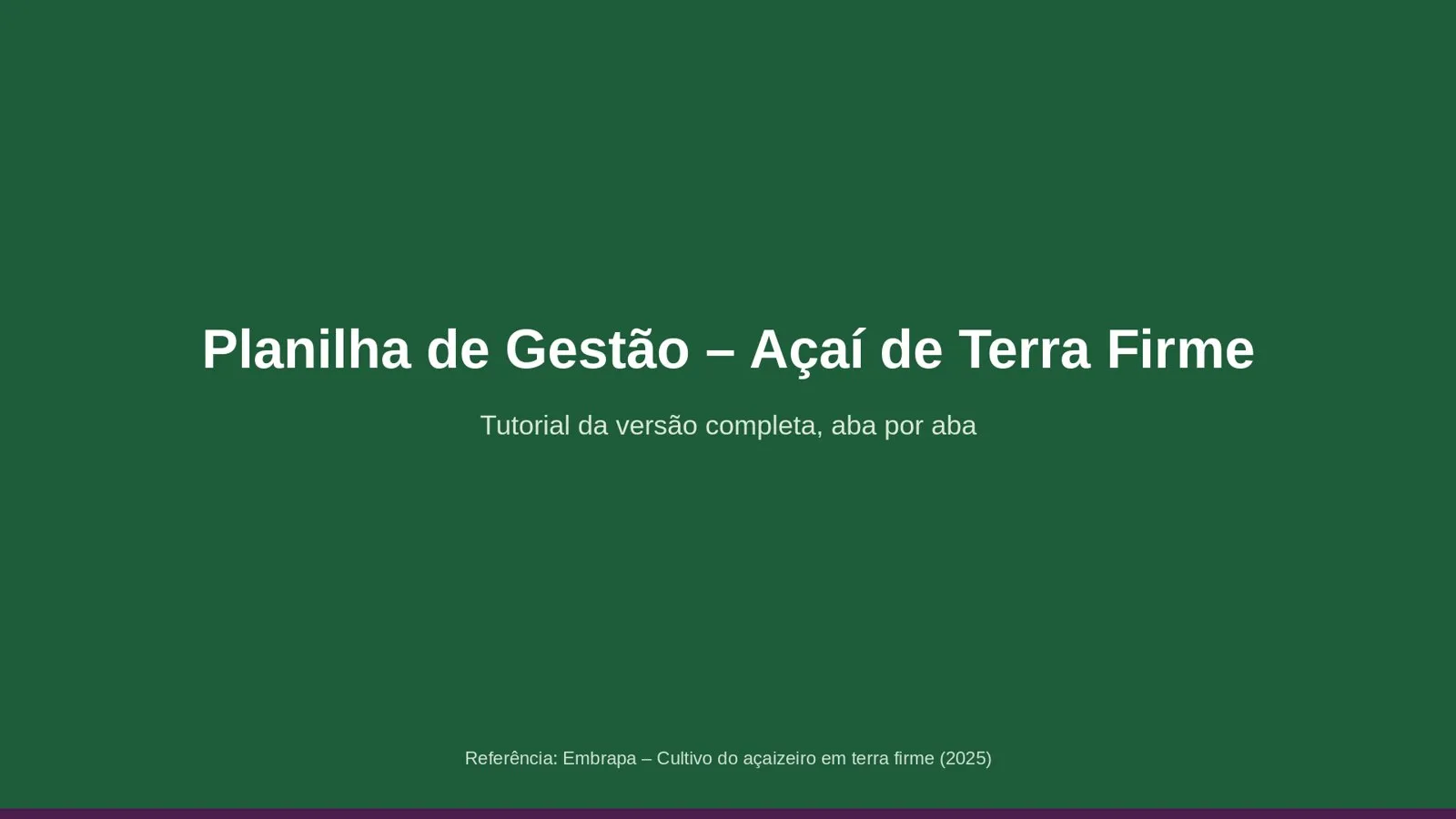 Tela de abertura do vídeo tutorial da planilha